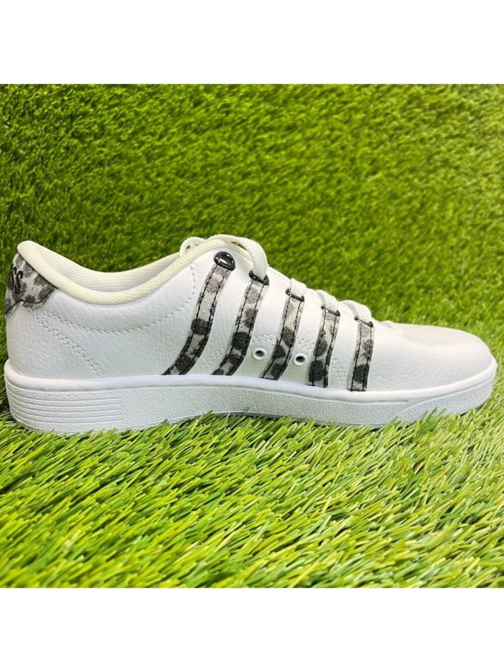 K-Swiss Court Pro II Leopard Womens Size 7 White Black Athletic Shoes Sneakers